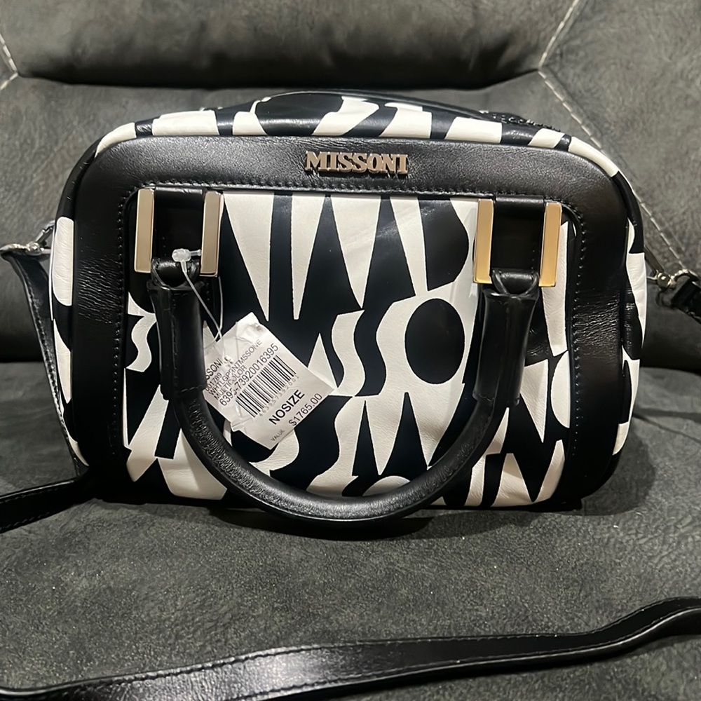 Missoni black and white leather 6x10 crossbody